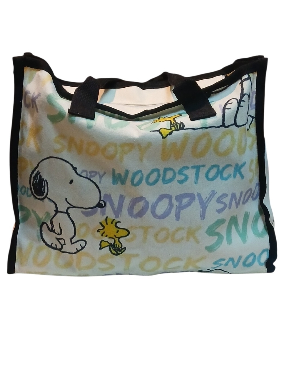 Peanuts -ECO FRIENDLY Large Canvas, Multi Colored Snoopy Tote Bag, Inside Pocket